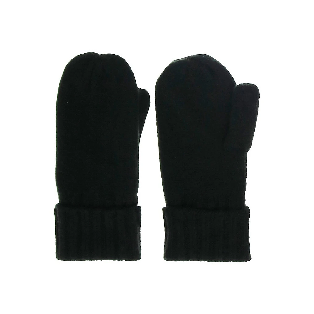 Fleece-Lined Knit Mittens