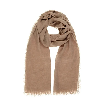 Lightweight Frayed-Hem Wrap Scarf