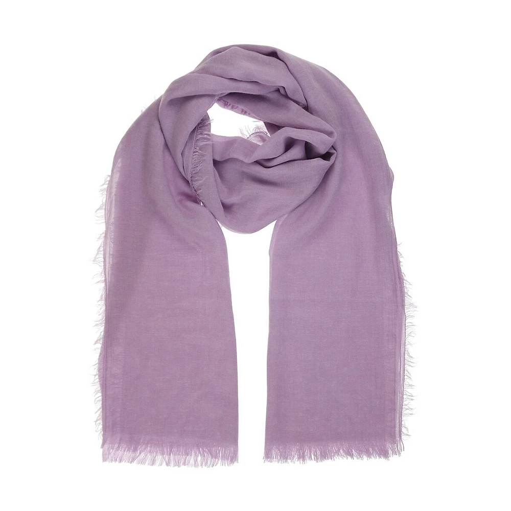 Lightweight Frayed-Hem Wrap Scarf
