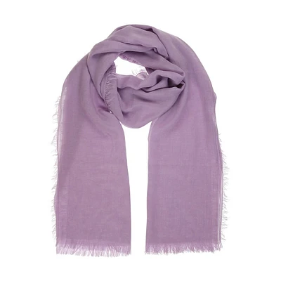 Lightweight Frayed-Hem Wrap Scarf