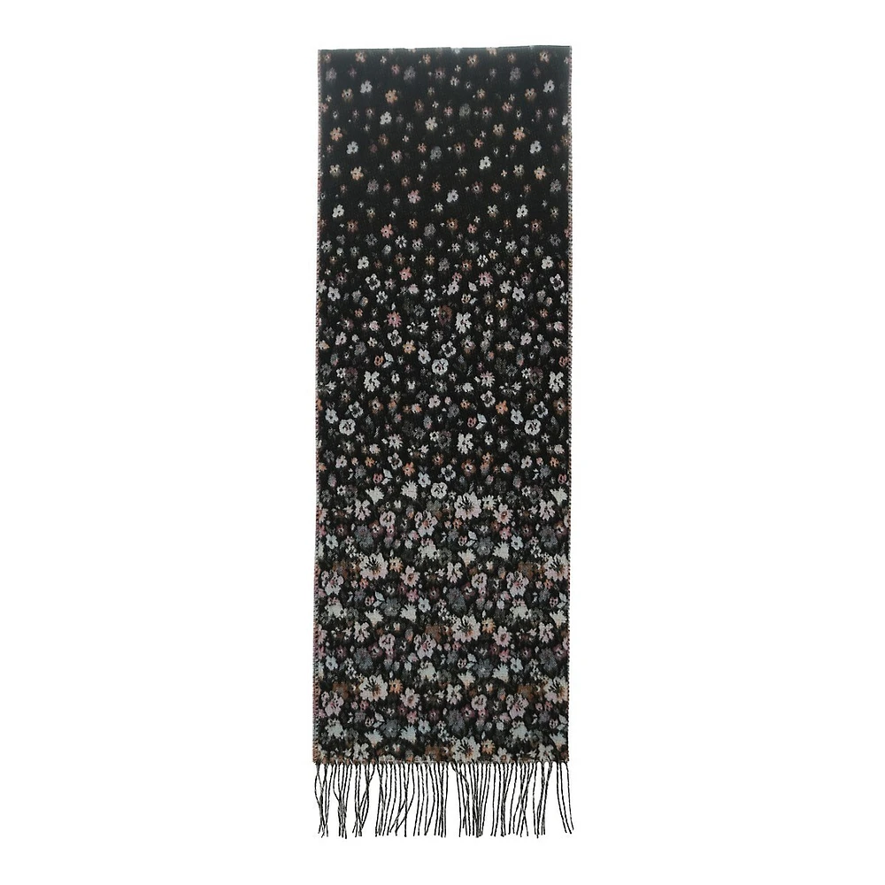 Fringed Floral-Print Scarf