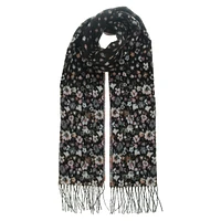 Fringed Floral-Print Scarf