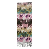 Fringed Abstract Floral Scarf