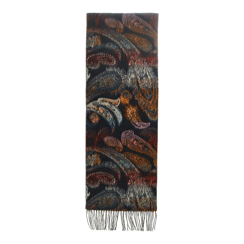 Fringed Ombré Paisley Scarf