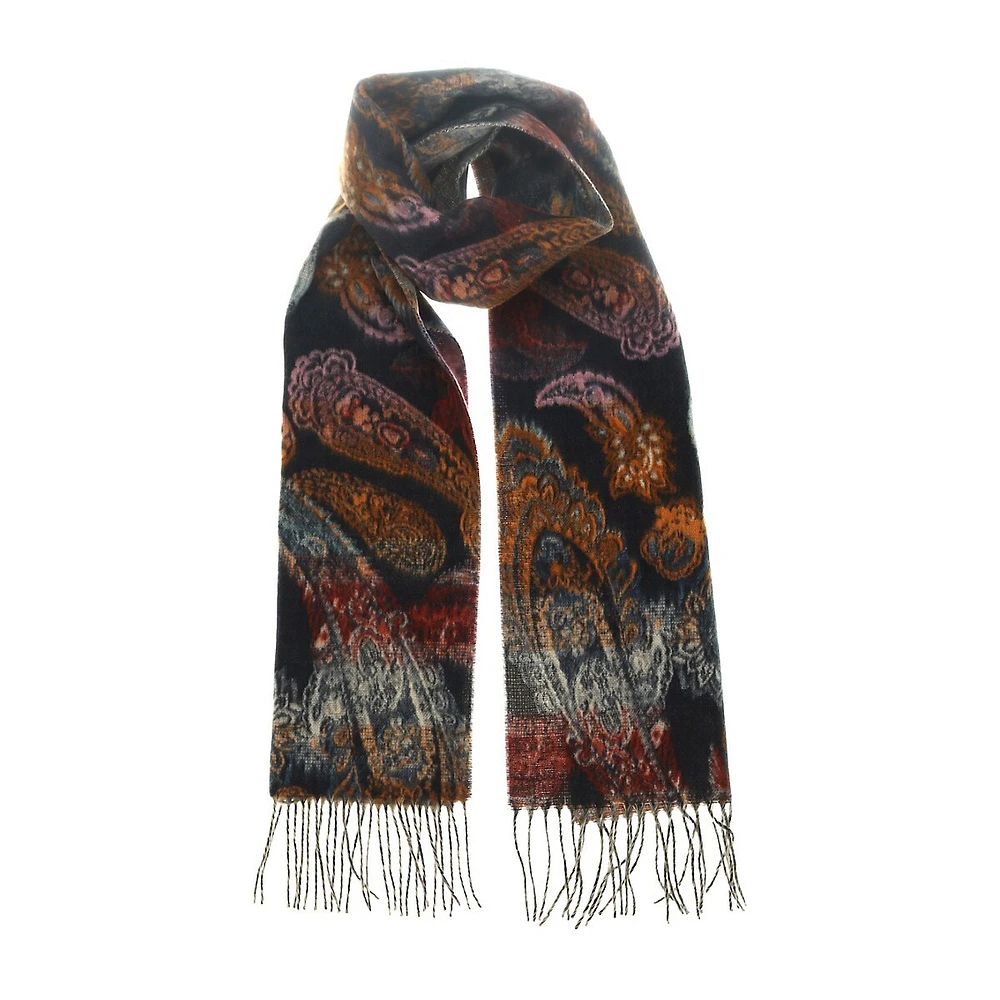 Fringed Ombré Paisley Scarf