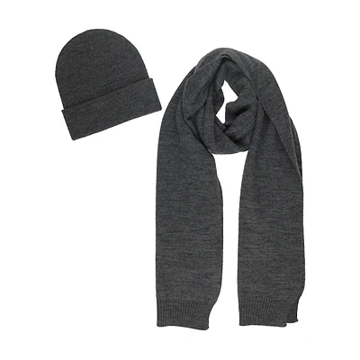 Merino Wool-Blend Hat & Scarf 2-Piece Set