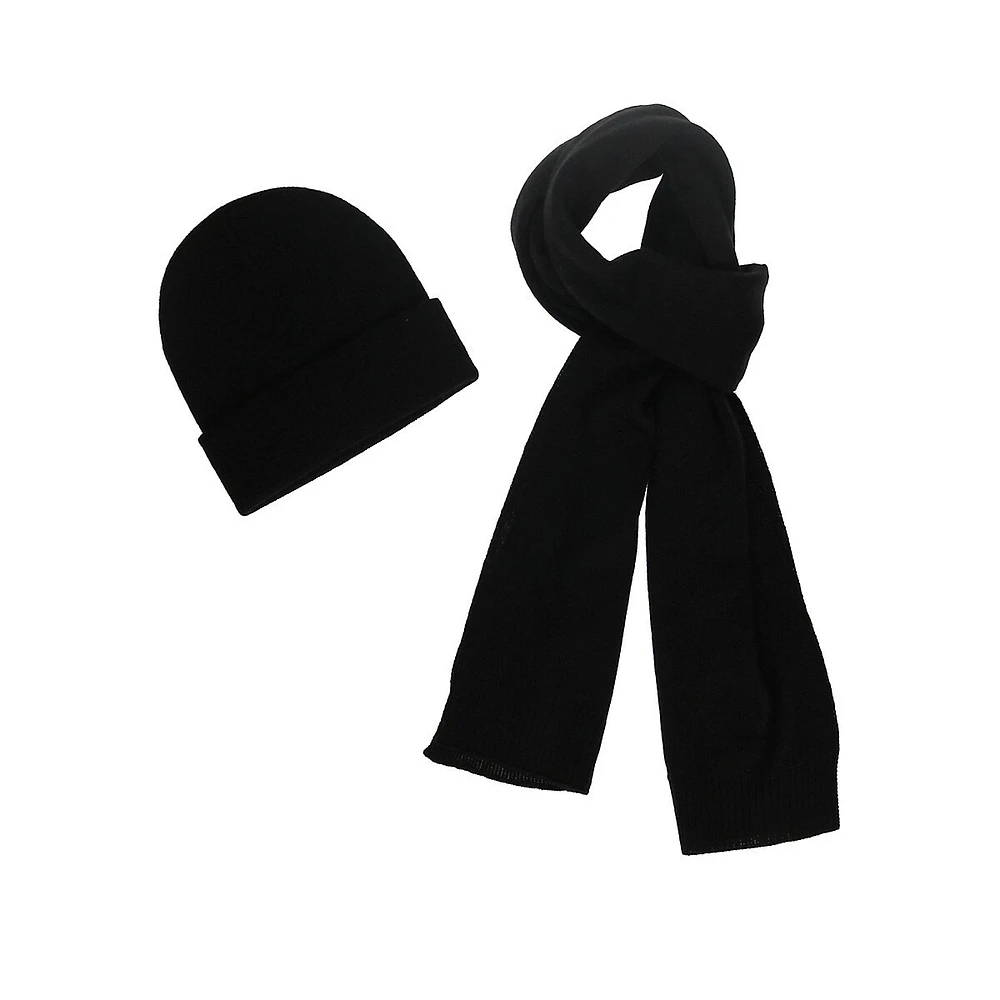 Merino Wool-Blend Hat & Scarf 2-Piece Set