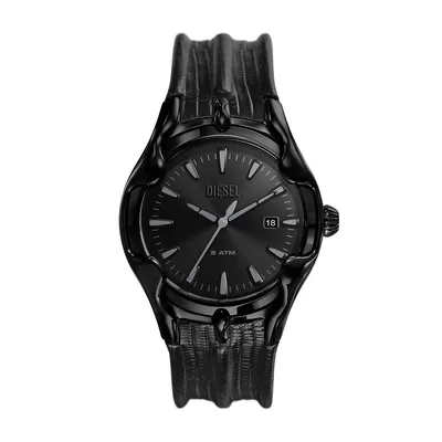 Men's Vert Three-hand Date, Black Stainless Steel Watch