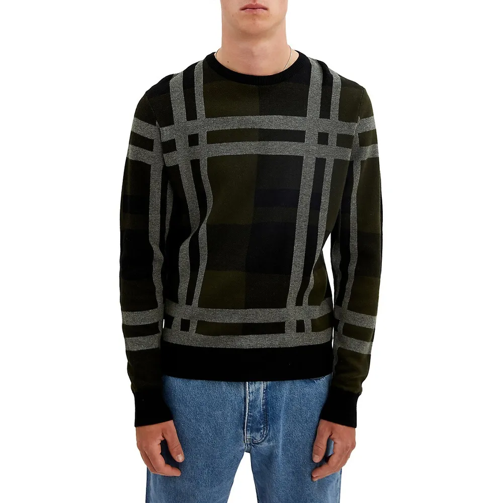 Jacquard Check Knit Sweater