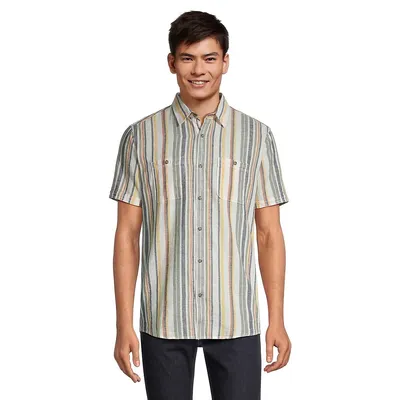Linen and Cotton Vertical Stripe Shirt