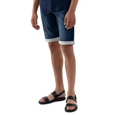 5-Pocket Indigo Sweat Denim Shorts