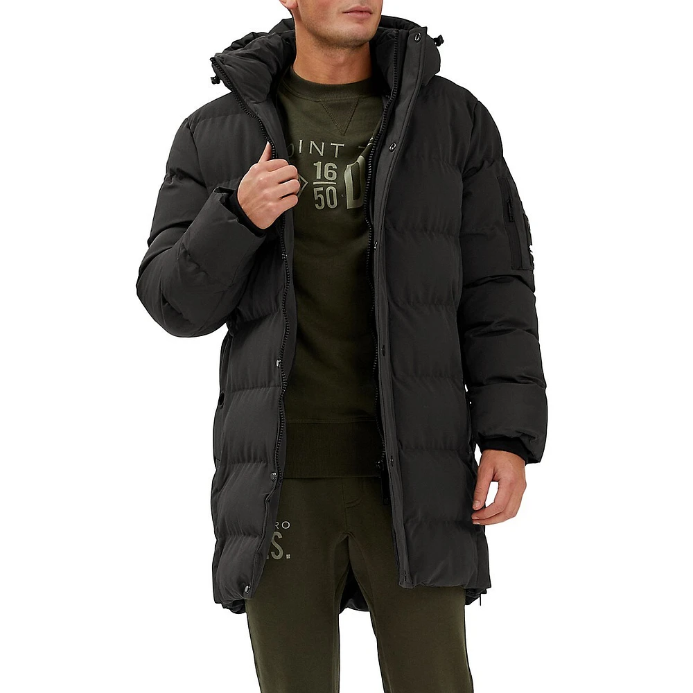 Hooded Quilted Puffer Long Jacket