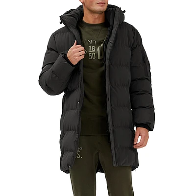 Hooded Quilted Puffer Long Jacket