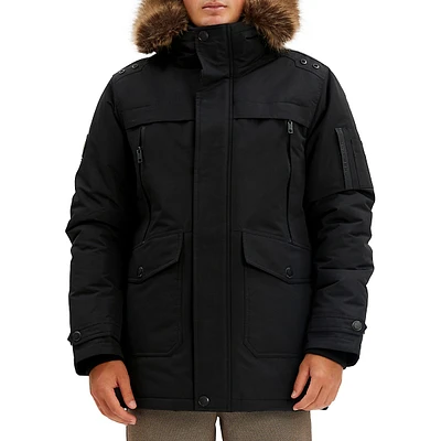 Hooded Taslan Polyfill Parka With Quilted Micro Fleece Lining