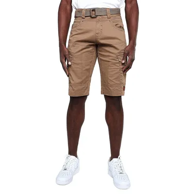 Stretch-Twill Capri Shorts with Belt