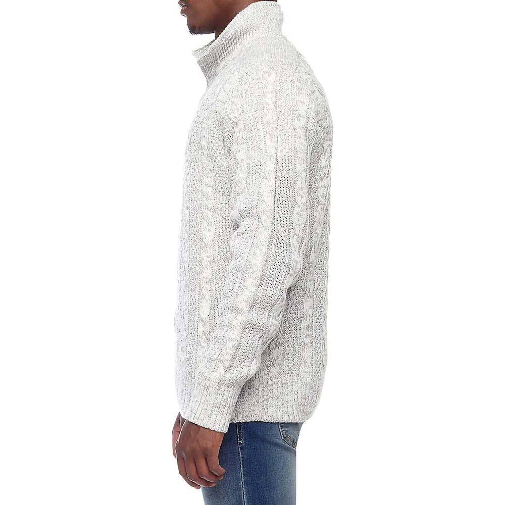 Textured Cable Knit Collared Sweater