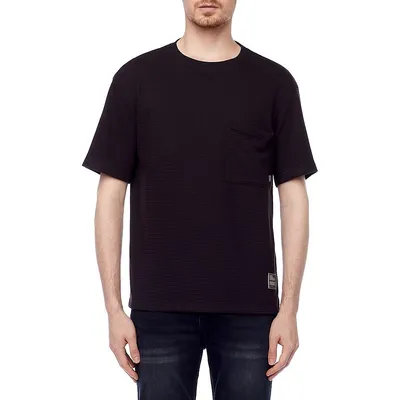T-shirt texturé avec motif quadrillé et poche
