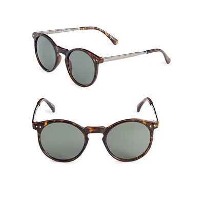 50mm Tortoiseshell Round Cats-Eye Sunglasses