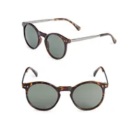 50mm Tortoiseshell Round Cats-Eye Sunglasses