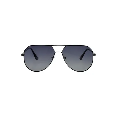 59MM Hexagon Polarized Wide-Fit Aviator Sunglasses