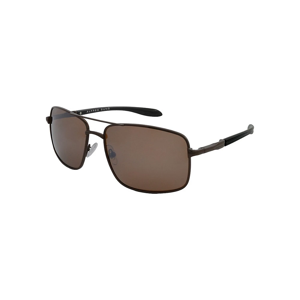 55MM Rectangle Aviator Polarized Sunglasses