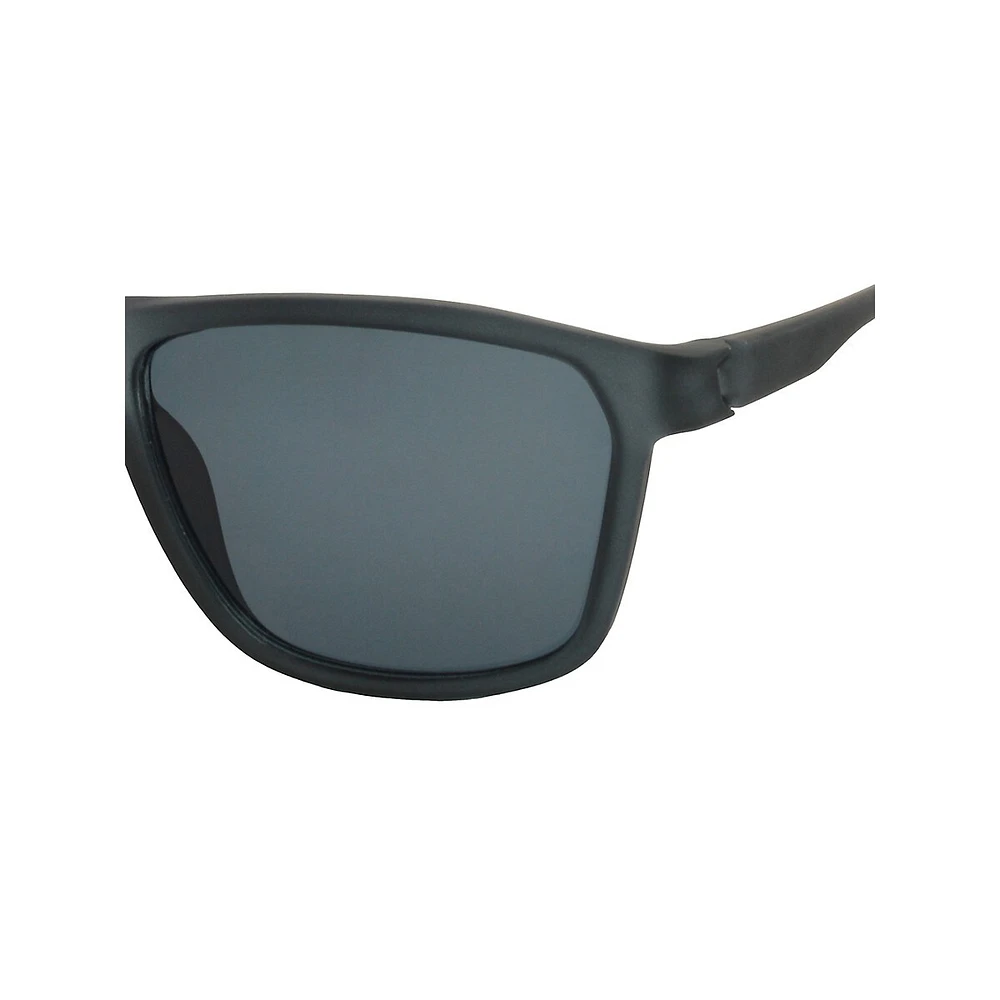 52MM Wide-Fit Polarized Modified Rectangle Sunglasses
