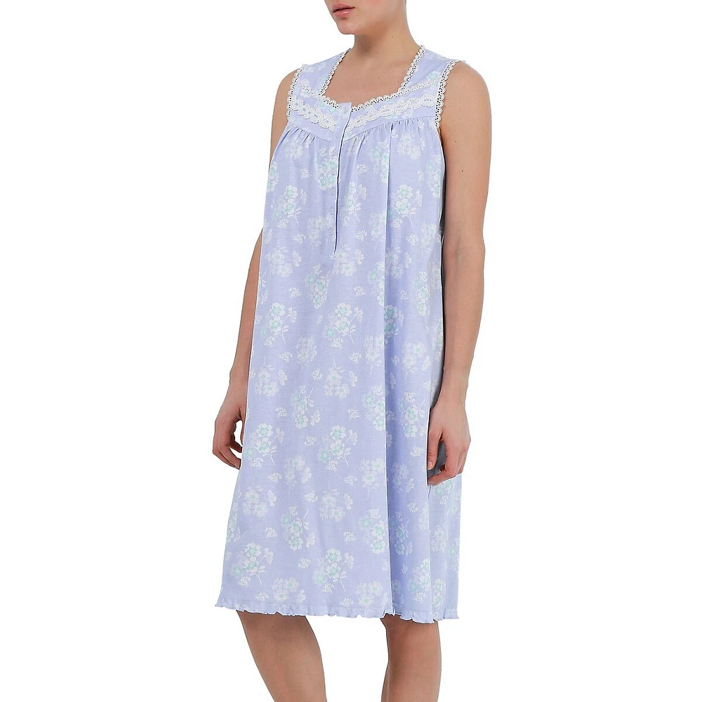 Floral-Print Cotton Nightgown
