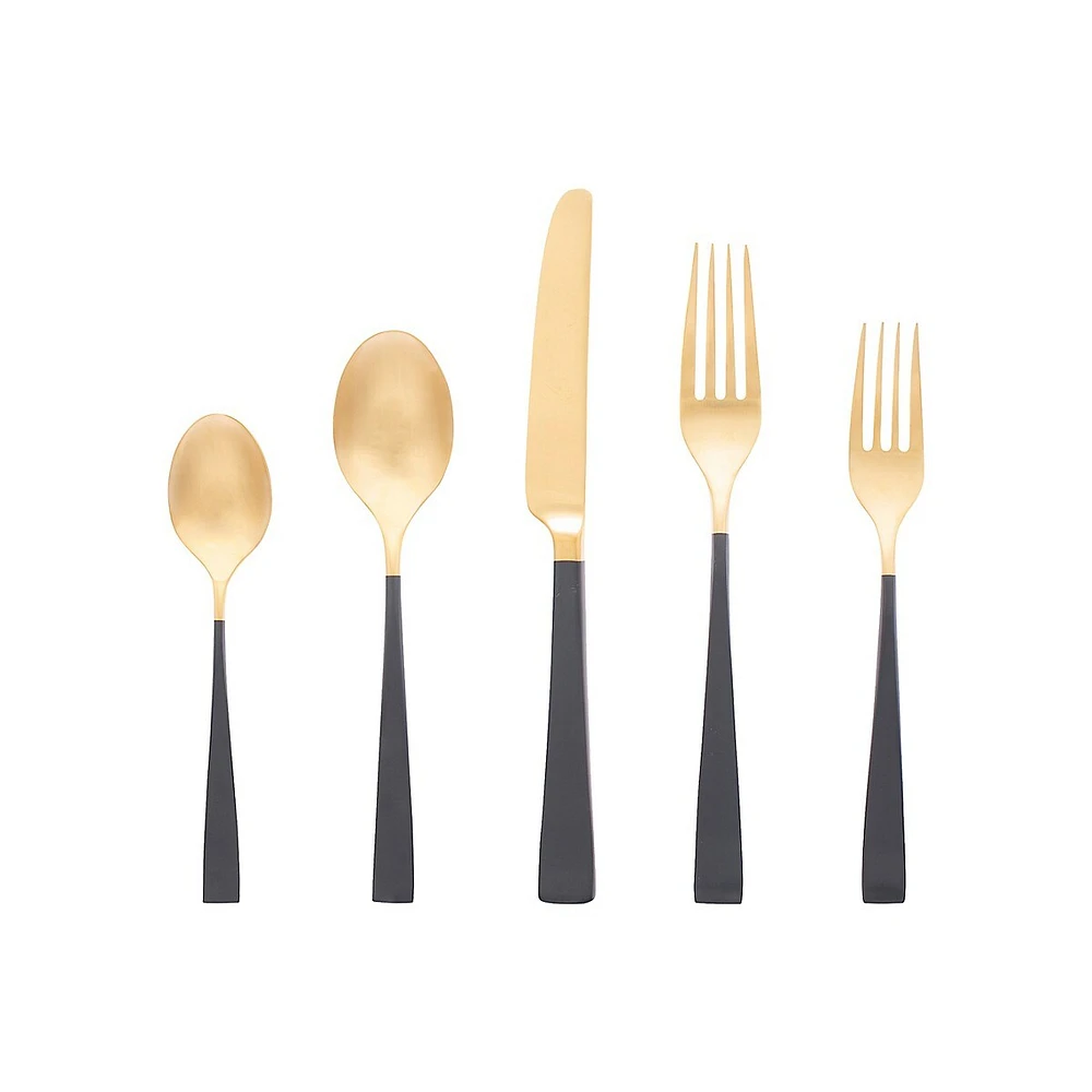 Atlas Black & Gold 20-Piece Flatware Set