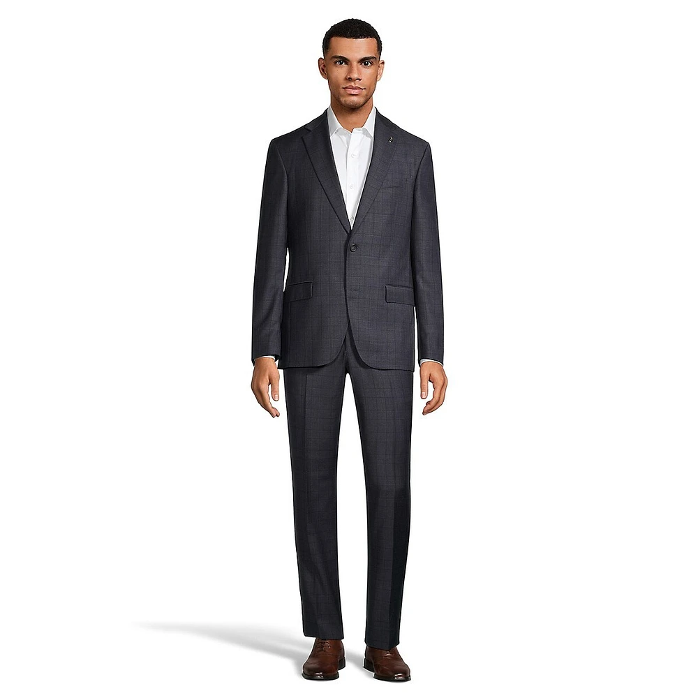 Joe Modern-Fit 100's Wool Prince Of Wales Check Suit