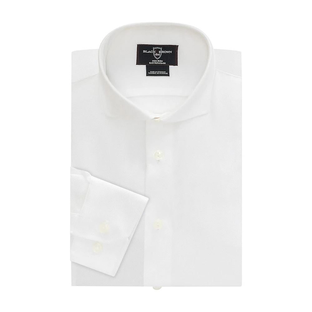 Modern-Fit Micro-Herringbone Dress Shirt