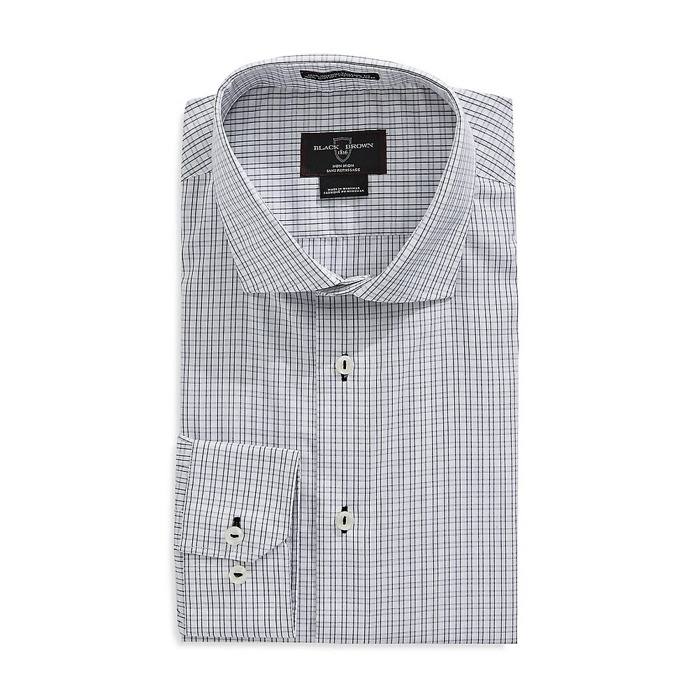 Tailored-Fit Non-Iron Check Dress Shirt