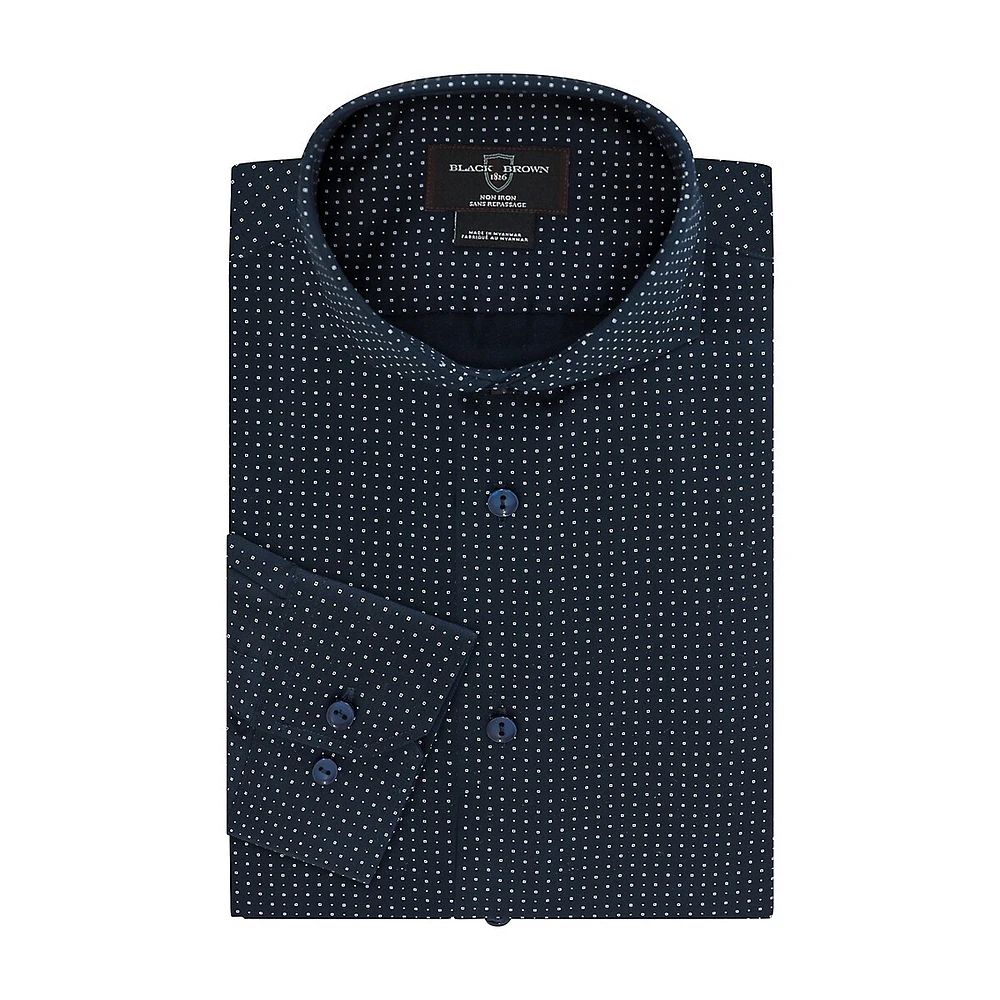 Slim-Fit Neat-Print Dress Shirt