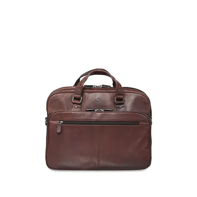 Buffalo Expandable Double-Compartment Leather Briefcase