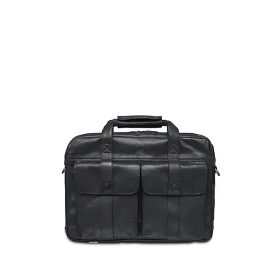 Buffalo RFID-Secure Double-Compartment Leather Briefcase