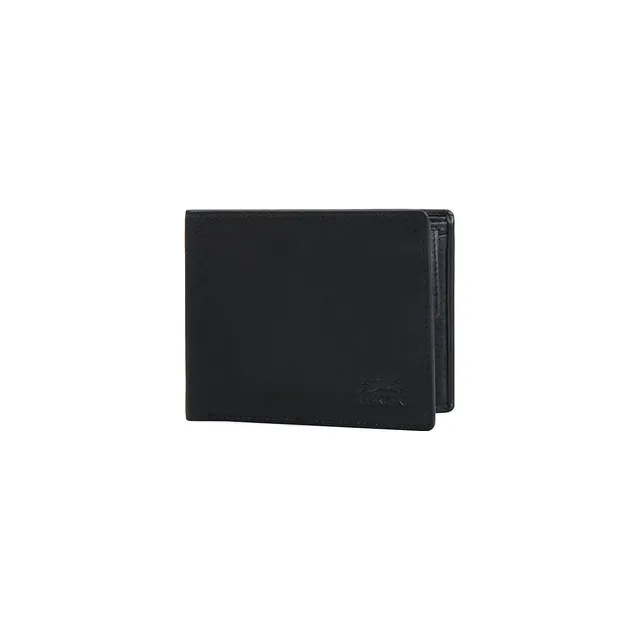 Leather RFID Bi-Fold Centre Wing with coin Pocket Wallet - Black