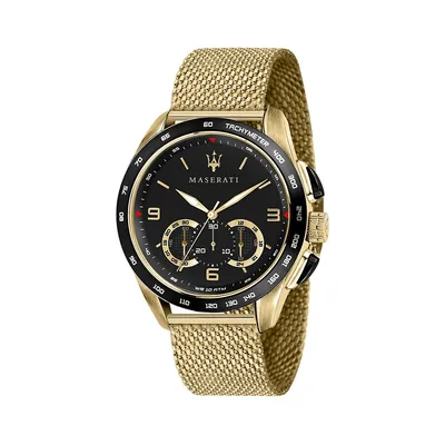 Montre chronographe en acier inoxydable Traguardo avec bracelet milanais