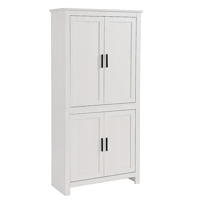 Kitchen Pantry Storage Cabinet With 4 Doors, 3 Shelves
