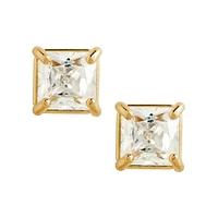 14K Gold Square Cubic Zirconia Earrings