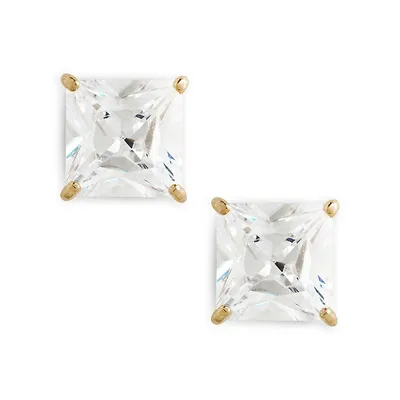 14K Gold Square Cubic Zirconia Earrings