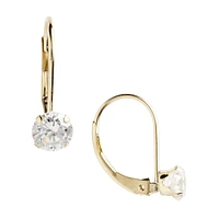 14K Yellow Gold Cubic Zirconia Leverback Earrings