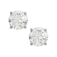 Boucles d'oreilles en or blanc 14 k avec zircons cubiques taille ronde de  mm