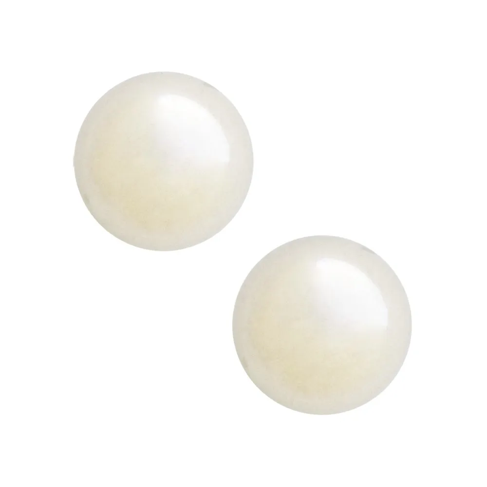 14K White Gold Round Ball Earrings