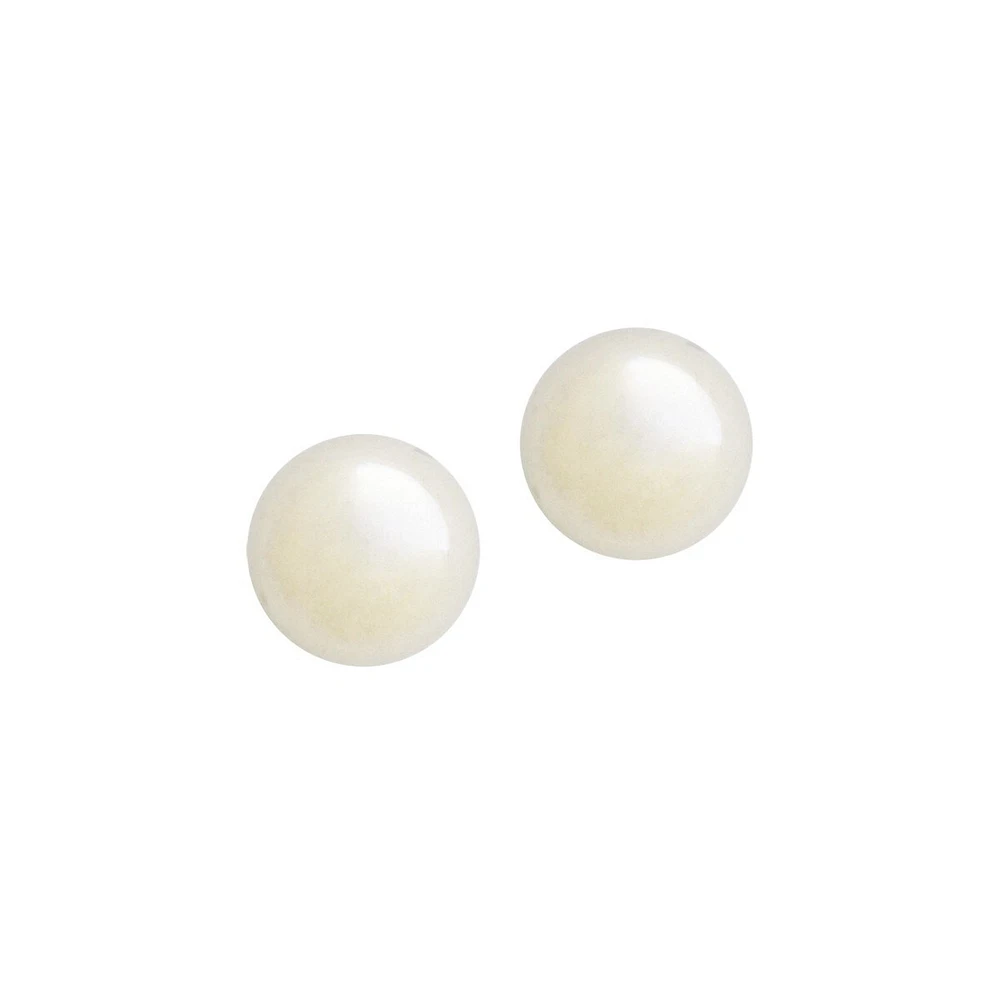 14K White Gold Round Ball Earrings