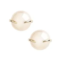 Boucles d'oreilles à pince avec perles, or jaune 10 ct