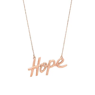 10K Rose Gold Hope Pendant Necklace