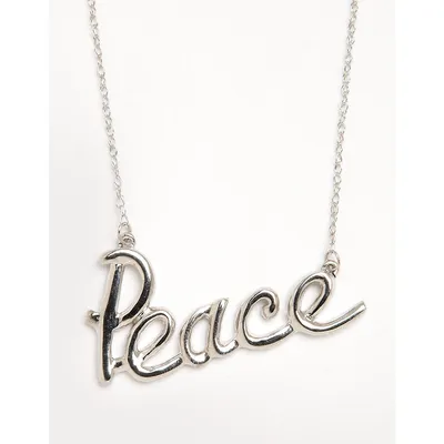 10Kt White Gold Peace Necklace With Chain