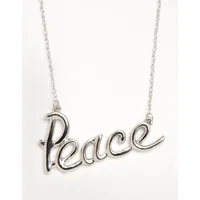10Kt White Gold Peace Necklace With Chain