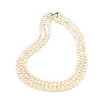 Sterling Silver Three Strand 6mm Pearl Necklace