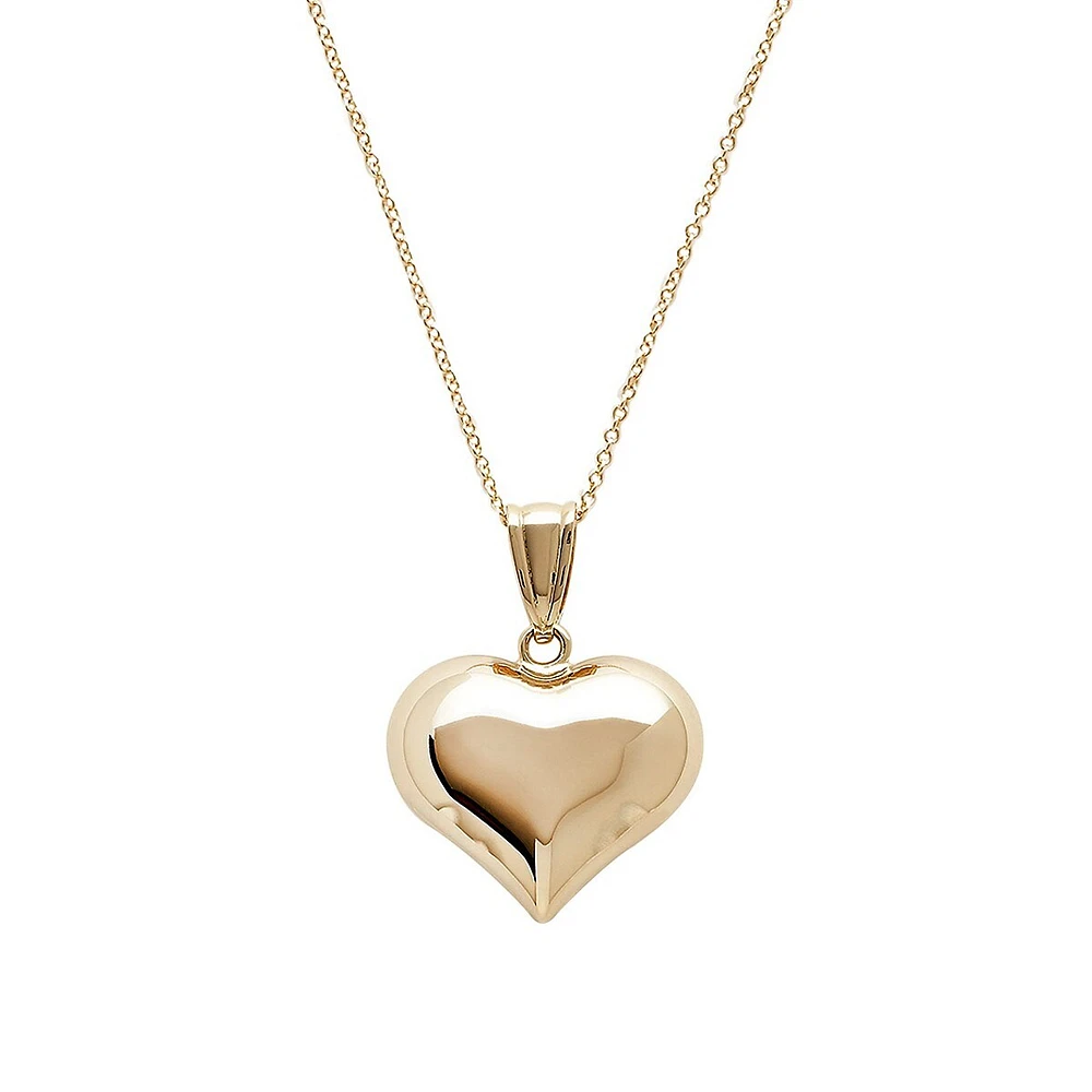 14K Yellow Gold Polished Puffed Heart Pendant