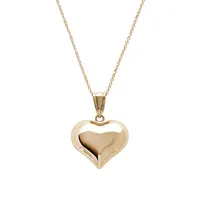 14K Yellow Gold Polished Puffed Heart Pendant